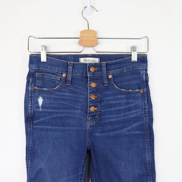 Madewell 10" High-Rise Skinny Jeans Exposed Button Front Cotton Denim Hanna Wash - Picture 6 of 10